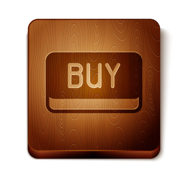棕色购买按钮图标孤立在白色背景图片下载