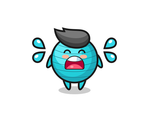 运动球卡通与哭泣的姿态图片下载