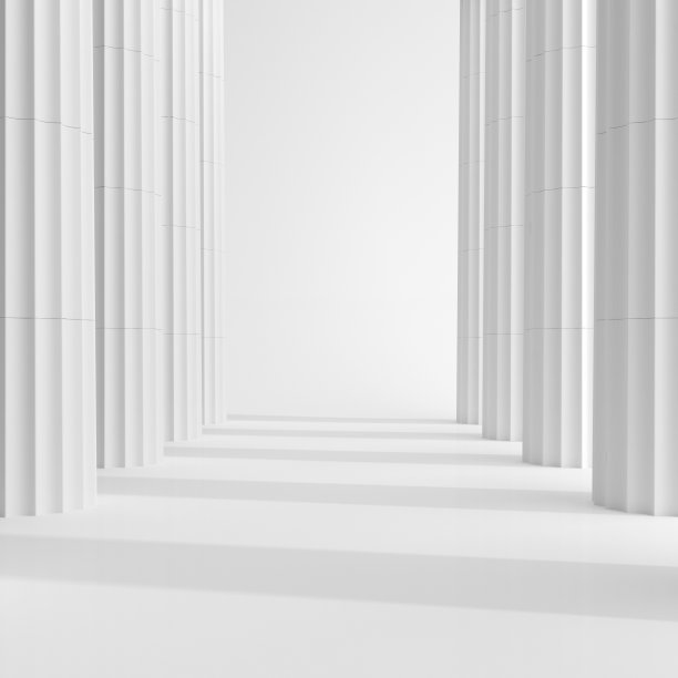 3d渲染的经典柱子在白色的空内部。图片下载