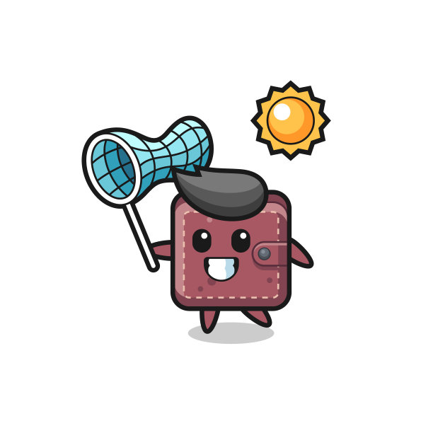 皮夹吉祥物是抓蝴蝶图片下载