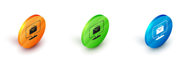 等距在线工作图标隔离在白色图片下载