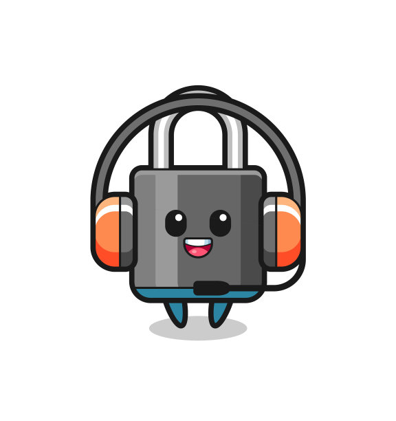 卡通吉祥物挂锁为客户服务图片下载