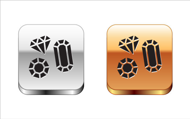 黑色宝石石图标孤立在白色背景图片下载