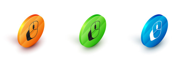 等距电脑鼠标图标隔离在白色上图片下载