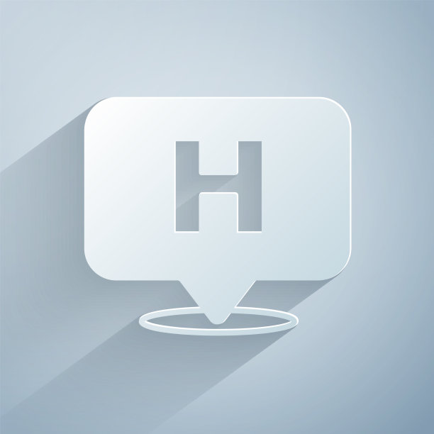 剪纸医疗地图指针与十字医院图片下载