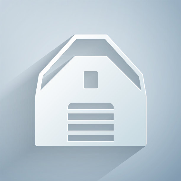 剪纸车库图标孤立在灰色背景图片下载