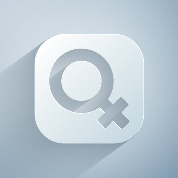 剪纸上女性的性别符号被孤立在图标上图片下载