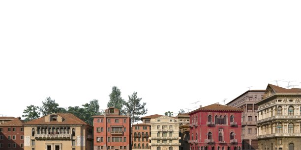 城市景观3d插图孤立在白色背景图片下载