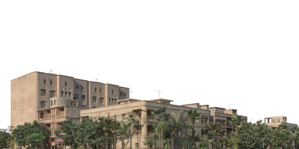 城市景观3d插图孤立在白色背景图片下载