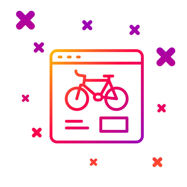 彩色线自行车出租手机应用图标隔离图片下载