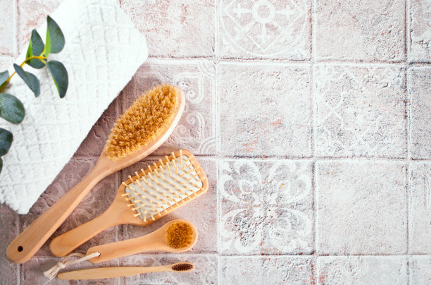 水疗中心各种天然配件工具的脸和身体。零浪费环保卫浴。图片下载