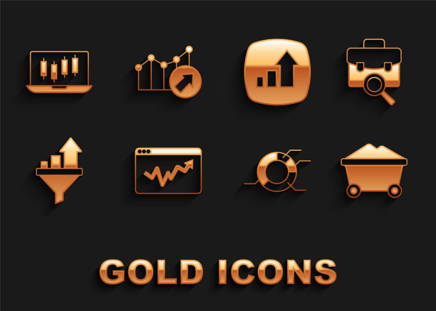 集合图表信息图，工作搜索，煤矿小车，饼，销售漏斗，金融增长，股票市场图表和图标。向量图片下载