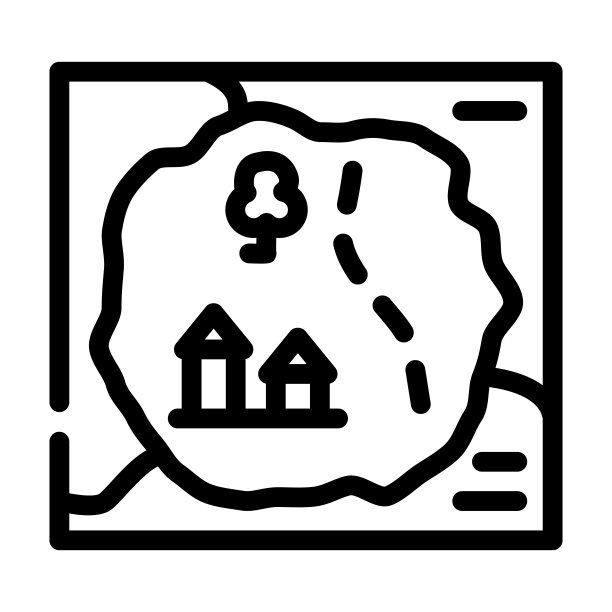 复古地图童话线图标矢量插图图片下载