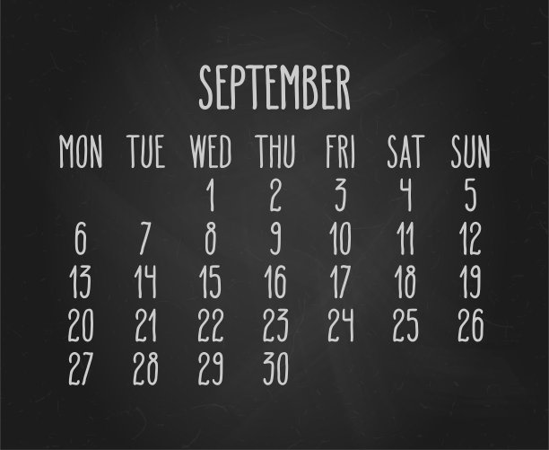 2021年9月手绘黑板日历图片下载