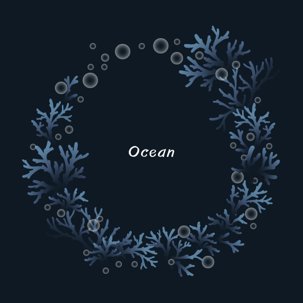珊瑚礁与气泡环矢量装饰的海洋和沿海的生活方式的概念。图片下载