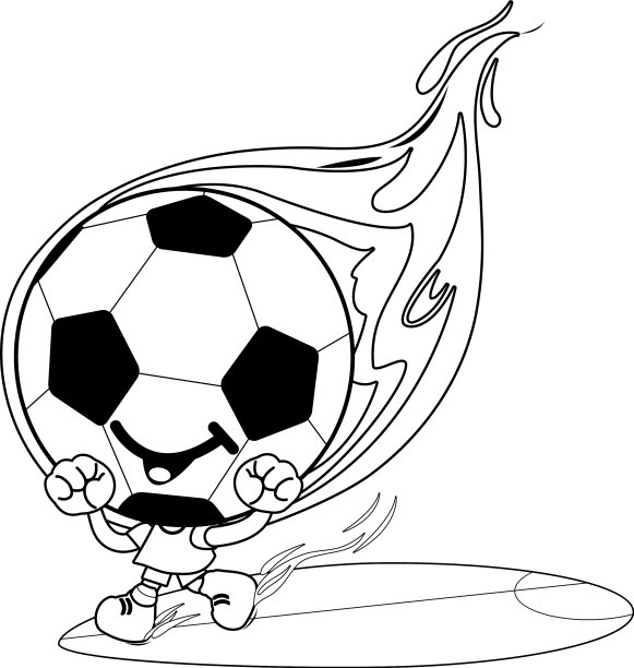 卡通足球人物着火了图片下载
