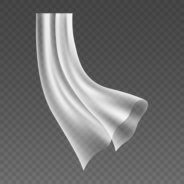 窗帘飞行。现实流动的布料与微风的效果。室内装饰元素图片下载