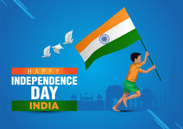 印度独立日快乐，海报上一个男孩在跑步图片下载