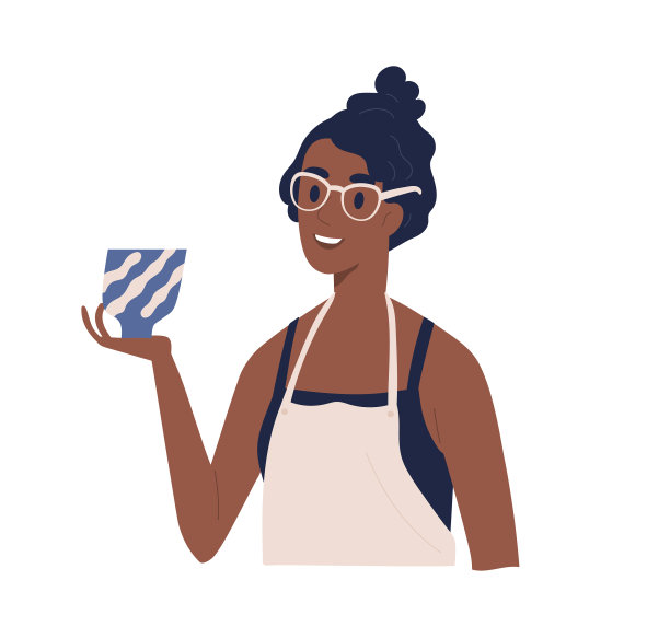 年轻快乐的女人穿着围裙，看着，羡慕着图片下载