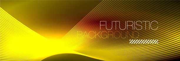 抽象的霓虹灯在黑暗中发出波浪般的光图片下载