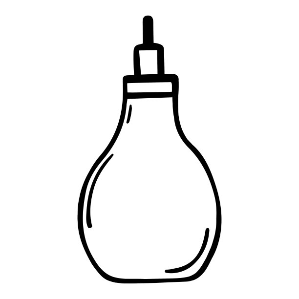 婴儿吸鼻器矢量图标。手画注射器涂鸦隔离在白色背景。冲洗鼻子的医疗器械。新生儿护理用硅胶设备。单色素描。图片下载