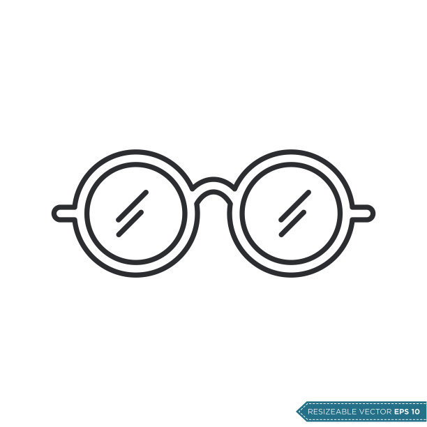 眼镜图标矢量模板平面设计图片下载