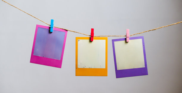 复古潮人复古风格。装饰模板框架上的绳索。彩色相框用于孩子的照片或回忆图片下载