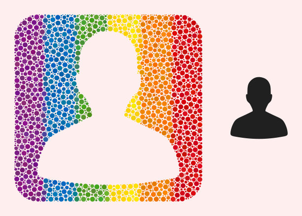 点马赛克人物侧面雕刻象形图图片下载