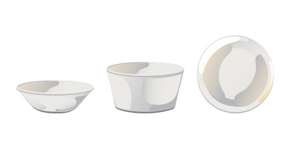 扁平的卡通风格的空陶瓷酱碗图片下载