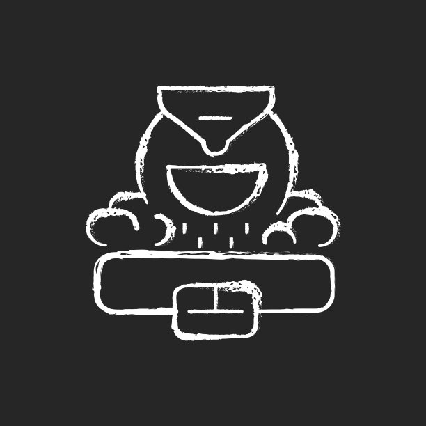 咖啡烘焙粉笔白色图标在黑暗的背景图片下载