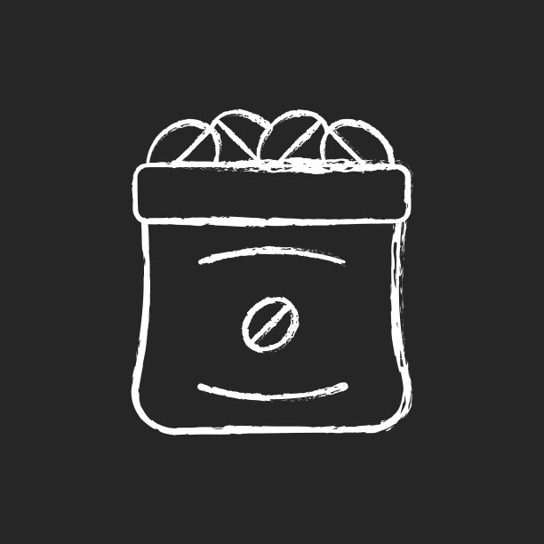 咖啡袋粉笔白色图标在黑暗的背景图片下载