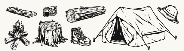 露营复古元素构图图片下载