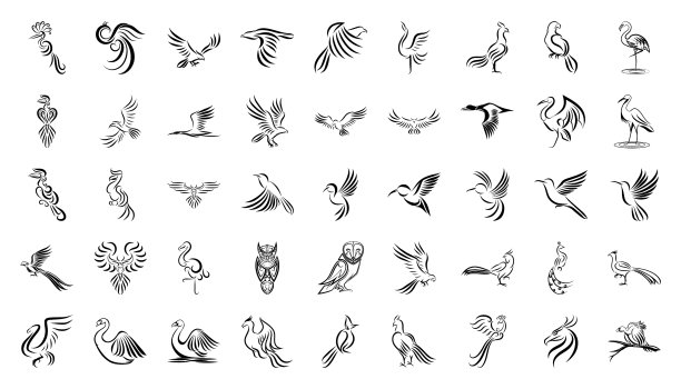 线艺术图标设置鸟图片下载