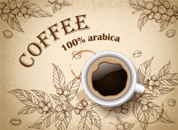 咖啡杯和咖啡豆图片下载