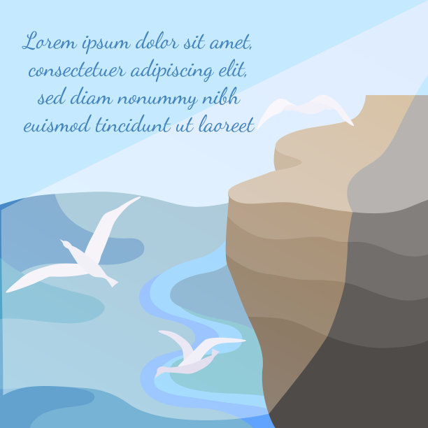 有阳光和海鸥的海滨风景图片下载