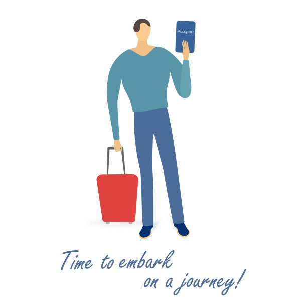 一个拿着护照和手提箱的单身男人图片下载