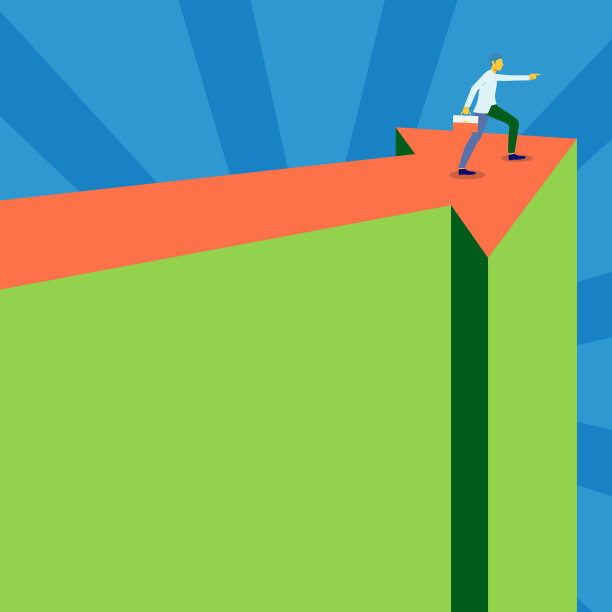 男人提着箱子站在箭头上图片下载