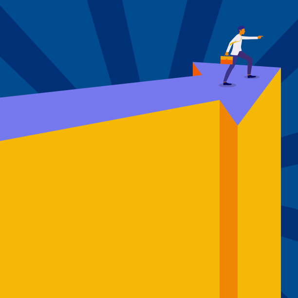 男人提着箱子站在箭头上图片下载