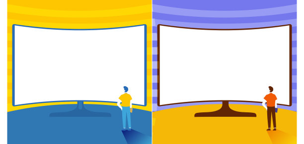 男人站在巨大的显示屏前图片下载