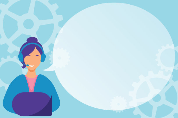 女士呼叫中心，带着耳机和电脑图片下载