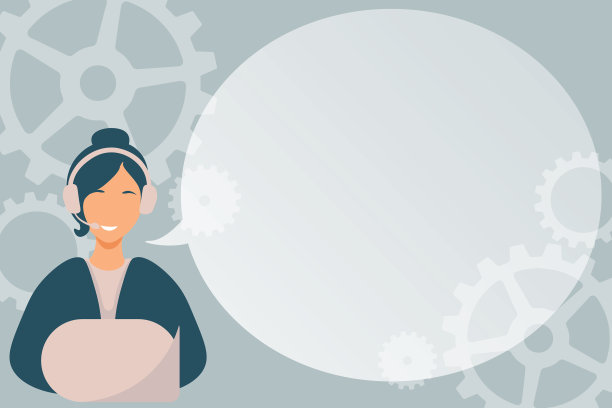 女士呼叫中心，带着耳机和电脑图片下载