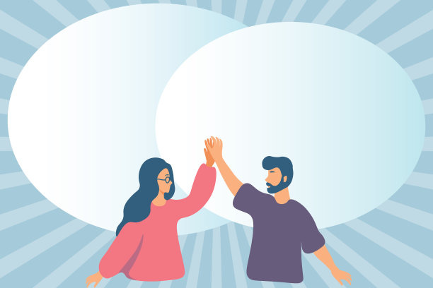 快乐的同事用言语泡泡给予高图片下载