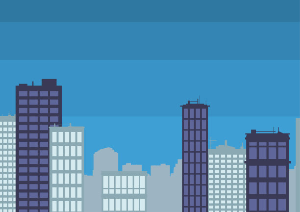 展示城市天际线的多座摩天大楼图片下载