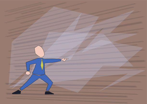 穿西装的人画了一半，站着指着图片下载