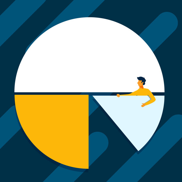 手持饼状图的男子正在画图片下载