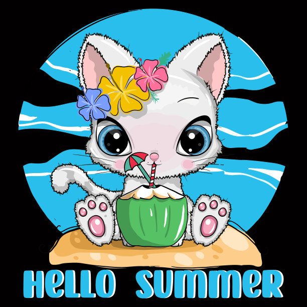 夏日爱猫人士你好图片下载