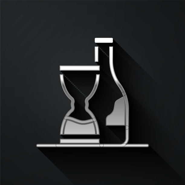 银瓶酒图标孤立在黑色上图片下载