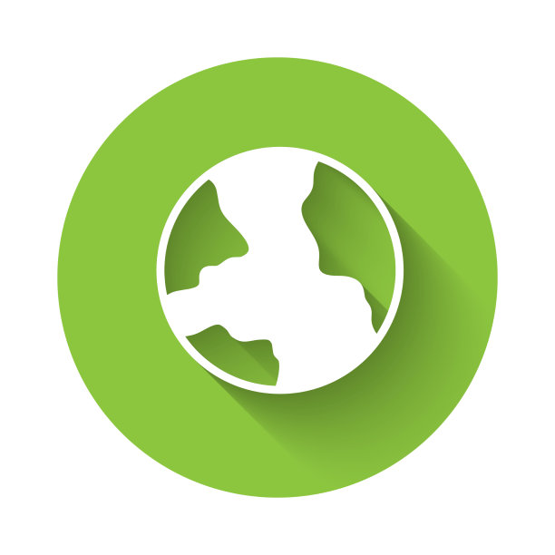 白色世界标志孤立与长阴影图片下载