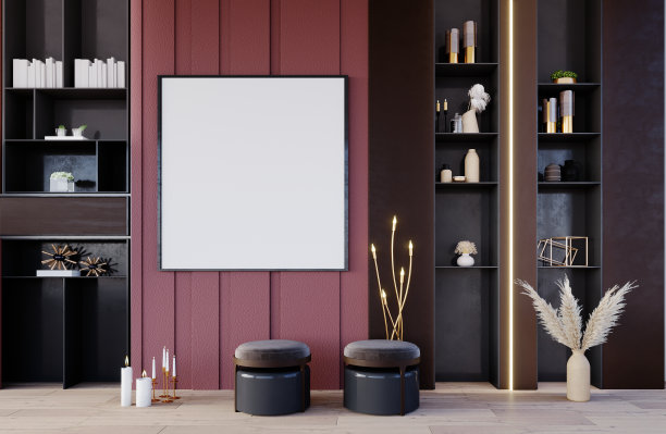 暖色调的现代生活区。图片下载