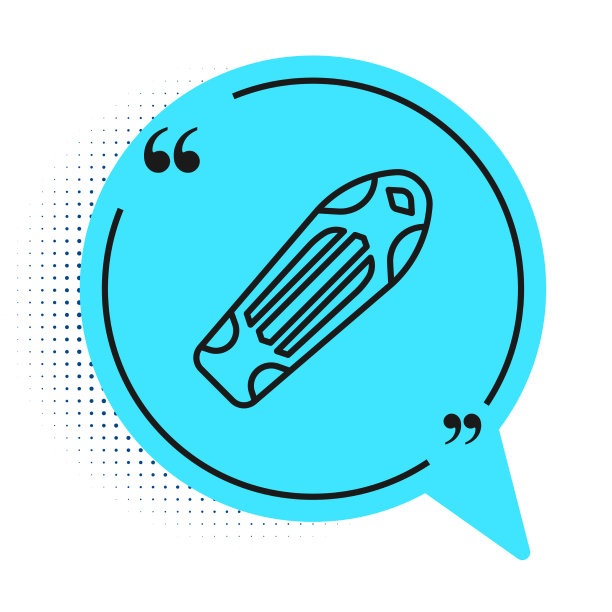 黑色线滑板甲板图标孤立在白色上图片下载